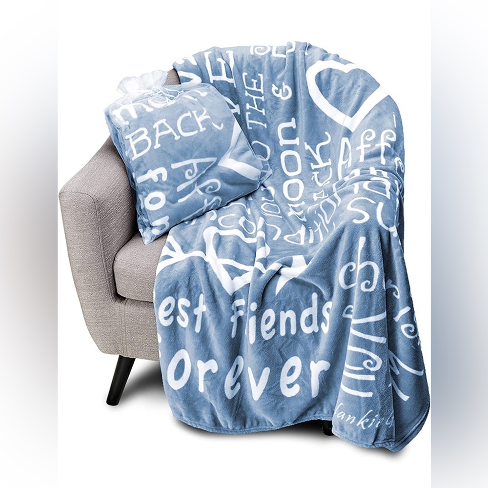 Friends I Love You Throw Blanket Perfect Heartfelt Gift (Baby Blue)
